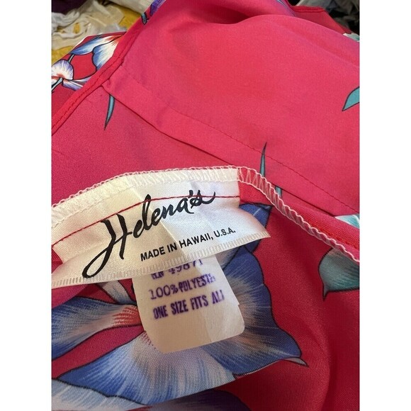 Vintage Helena's Pink Tropical Floral Hawaiian Maxi Wrap Skirt One Size - Picture 4 of 4